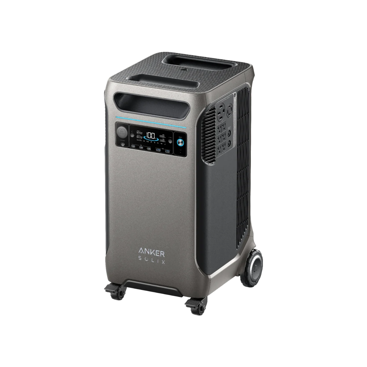 Anker SOLIX F3800 portable power station, tall wheeled unit with dual-voltage AC outlets